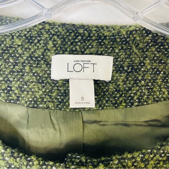 Loft green black button cropped preppy office wool blazer jacket 8 - Picture 4 of 7